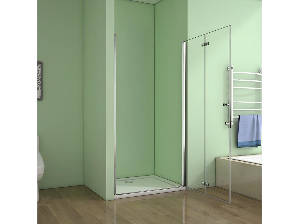 Porte de douche pivotante et pliante porte de douche 110x195cm en 6mm verre trempé anticalcaire JKQW96154