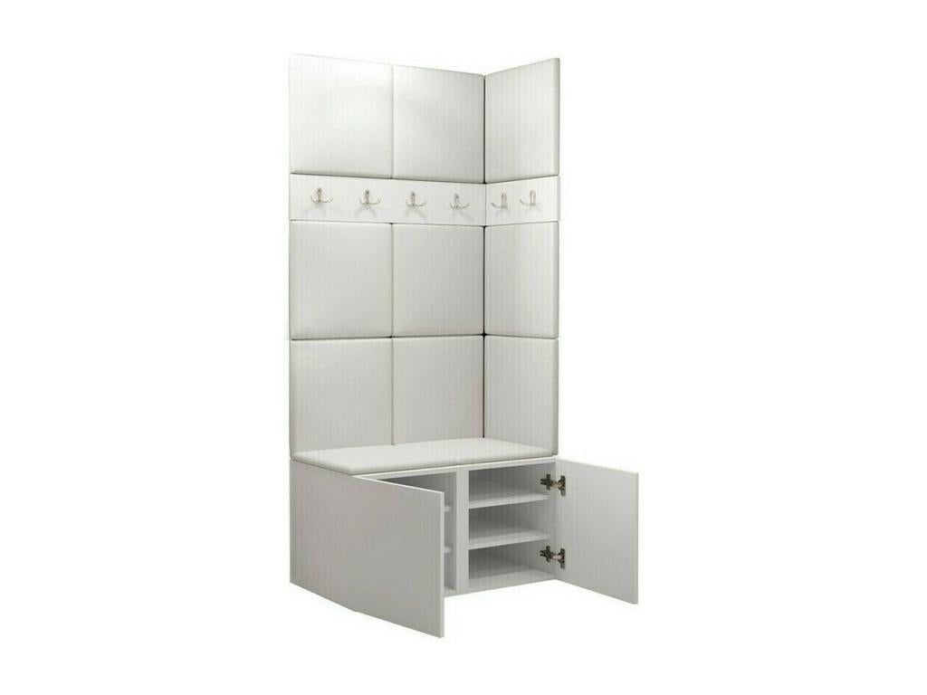 Meuble d'entrée Lysvia 264 186x84x46cm Blanc Tapisserie - Stratifié WNEI54214