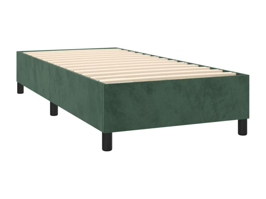 Lit à sommier tapissier et matelas Vert foncé 80x200 cm Velours BQDO25117