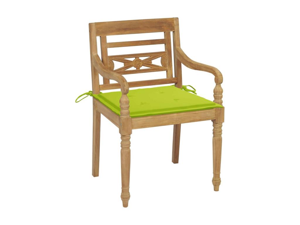 Chaises Lysvia avec coussins 4 pcs Bois de teck solide 2 POJO25947
