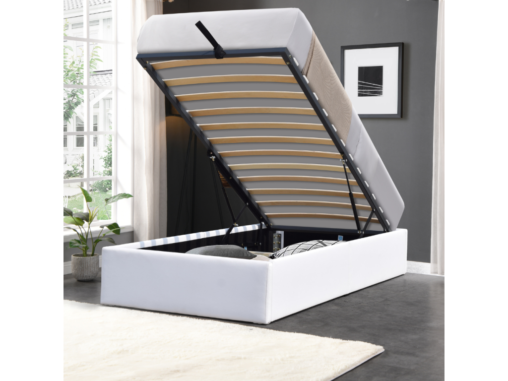 Lit coffre 120x200 cm avec 12 Lysvia - Montage rapide et tissu facile d'entretien QCSD29570