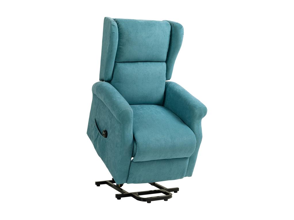 Fauteuil de relaxation électrique fauteuil releveur inclinable avec repose-pied réglable lin bleu ECIE68238