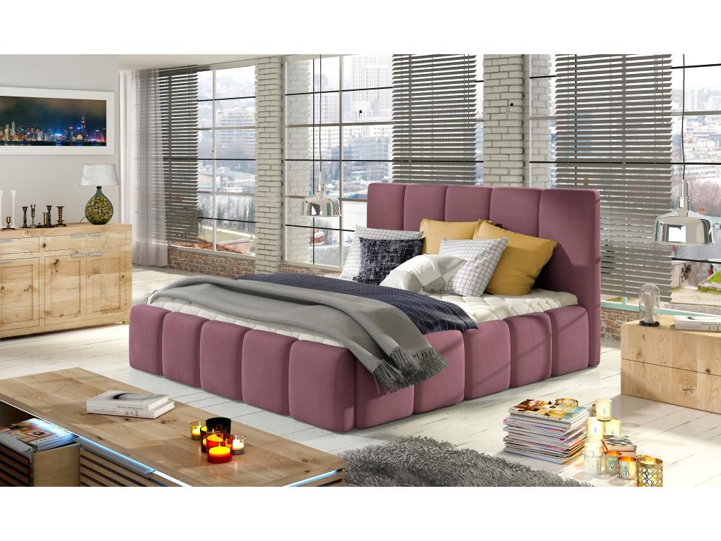 Lit moderne capitonné velours Elariva-Couleur Rose balais-180x200 QYZM99140
