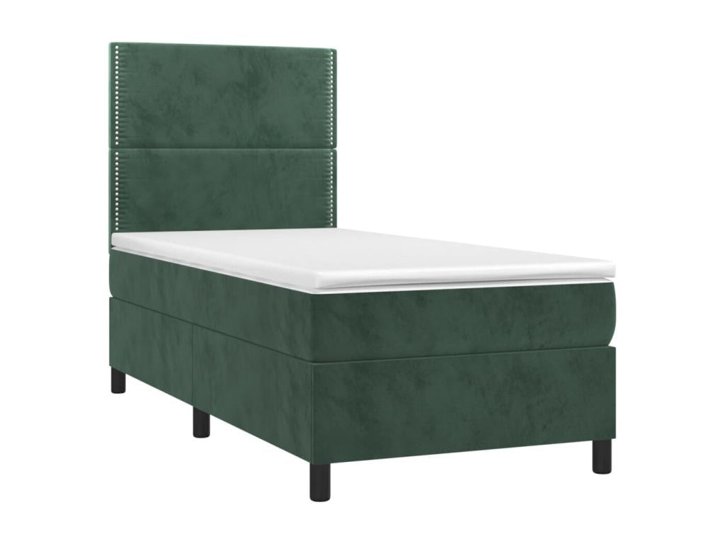 Lit à sommier tapissier et matelas Vert foncé 80x200 cm Velours BQDO25117