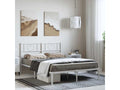 Cadre de lit métal sans matelas et tête de lit blanc 135x190 cm LAAS16799