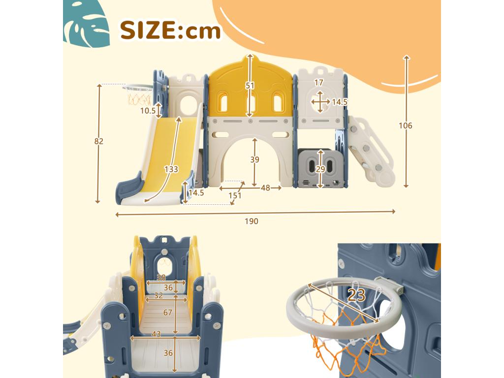 Toboggan pour enfants 6 en 1 Bleu Jaune ITXI32329