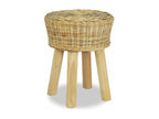 Tabouret bas rotin naturel et teck massif clair Lysvia NHWO77254