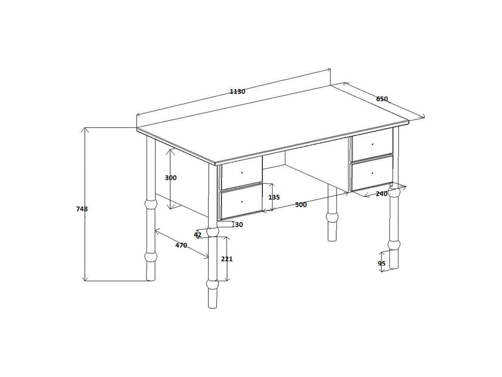 Bureau 4 tiroirs Olive YVDS64414