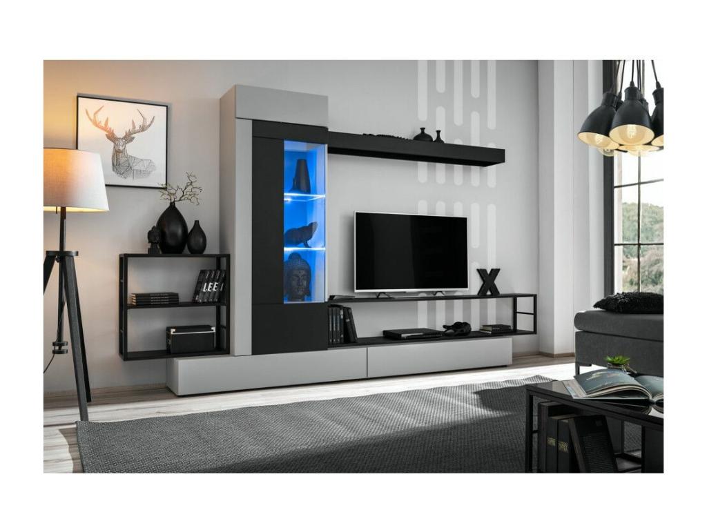 Ensemble Meuble TV Lysvia 300cm Gris / Noir DPCB83387