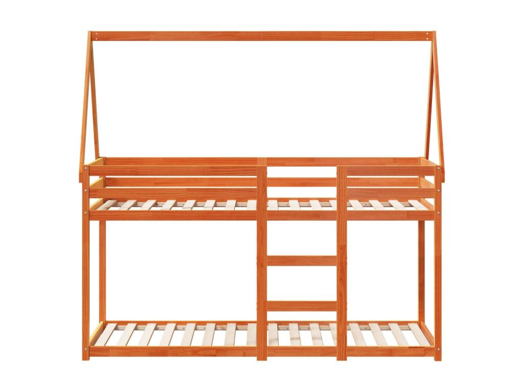 Lit superposé avec toit cire marron 90x190cm bois massif de pin FMYH48150