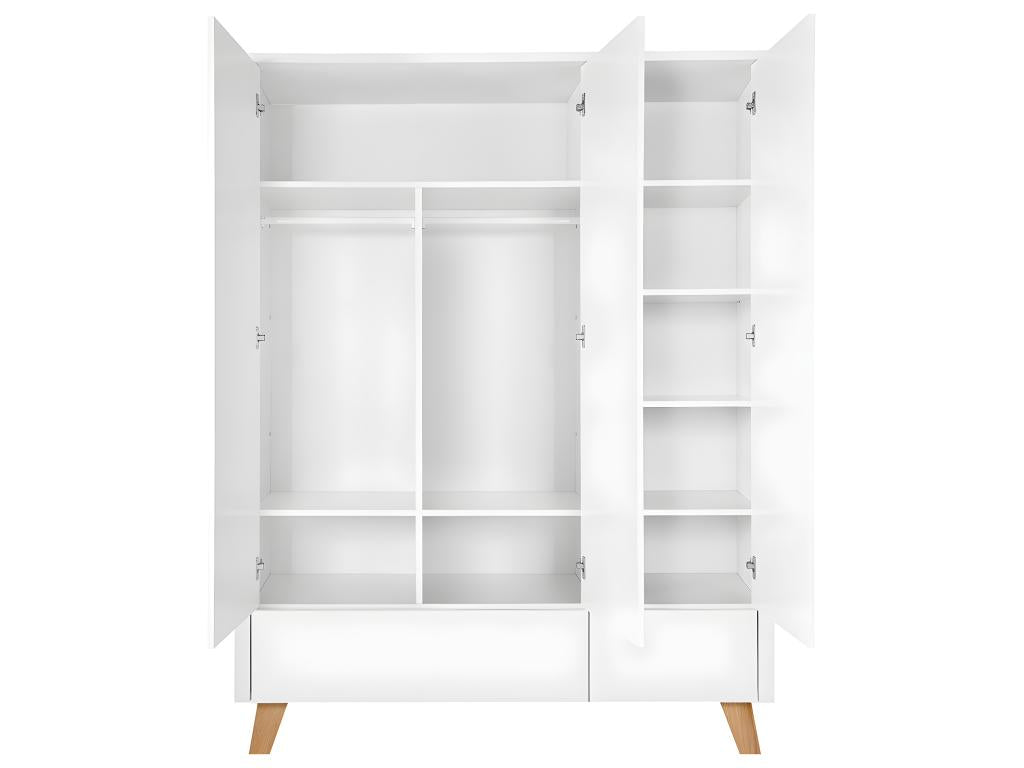 Armoire 3 portes 2 tiroirs Lysvia Blanc EAAO07272