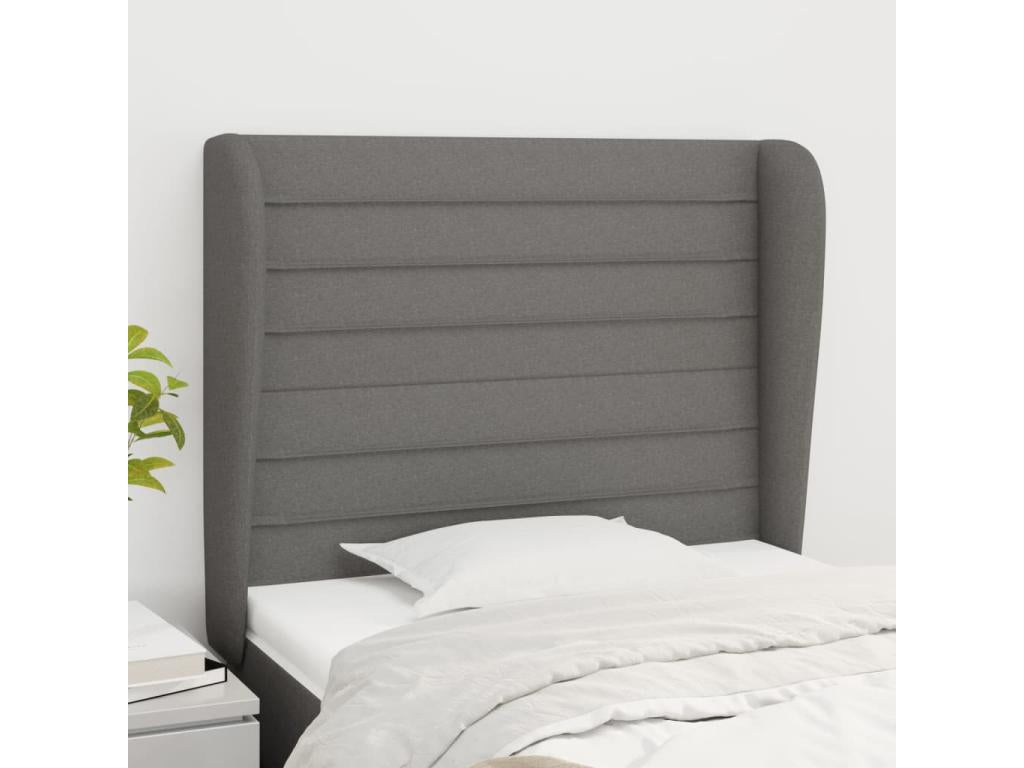 Tête de lit avec oreilles Gris foncé 93x23x118/128 cm Tissu GIAE94804