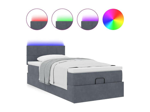 Cadre de lit avec matelas gris foncé 100x200 cm velours LPBF36420