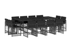 Ensemble à manger de jardin 13 pièces coussins noir résine tressée RHQQ06790