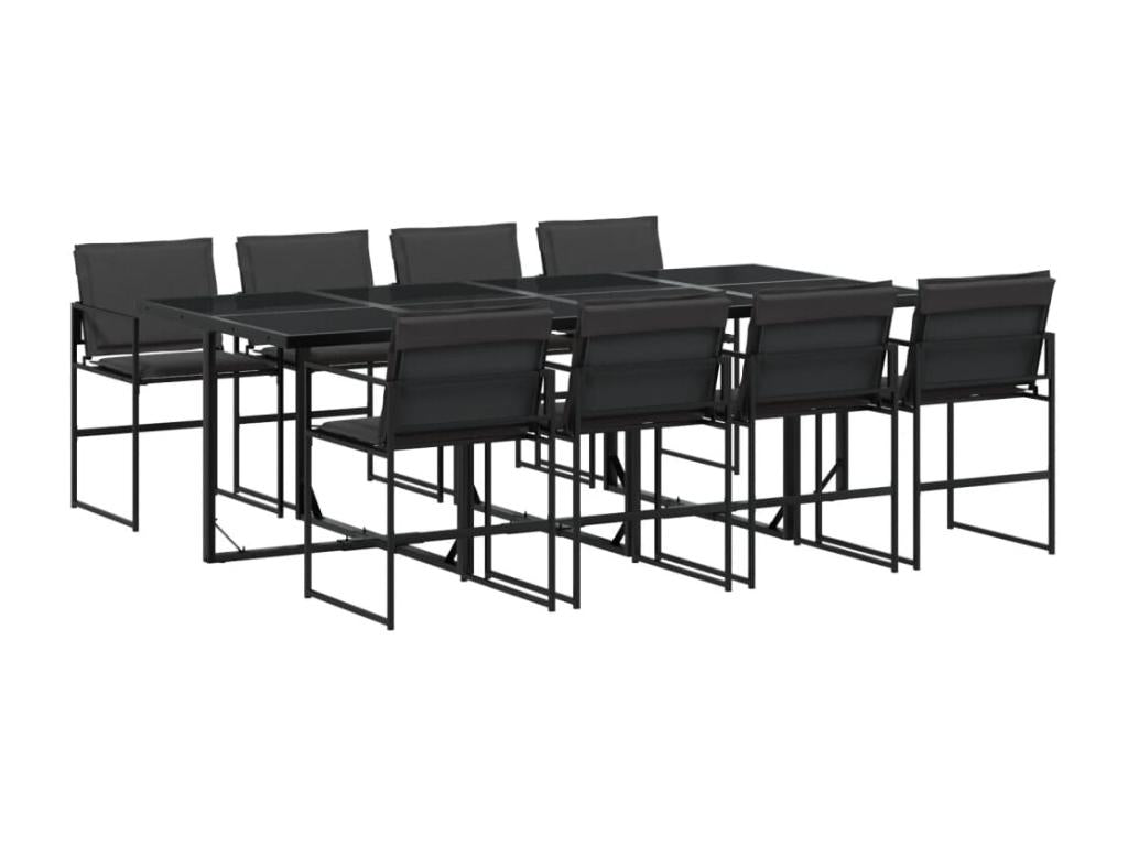 Ensemble à manger de jardin avec coussins 9 pièces noir textilène XSIO57354