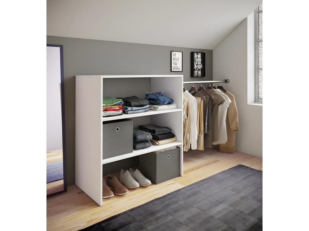 Lysvia bois Armoire ouverte dressing penderie penthouse étagère Dacho ll blanc XSBQ12684