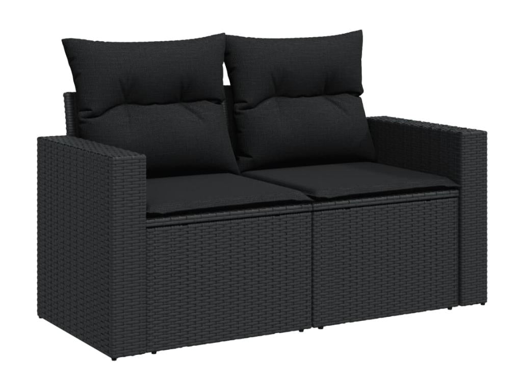 Salon de jardin 5 pcs avec coussins noir résine tressée DDUR62280