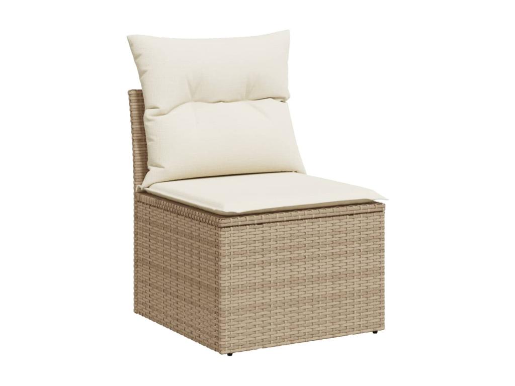 Salon de jardin avec coussins 7 pcs beige résine tressée NNXY43285
