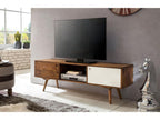 Meuble TV Bois Massif 140x45x35cm Lowboard TV commode Étagère téléLysvia WDCR86172
