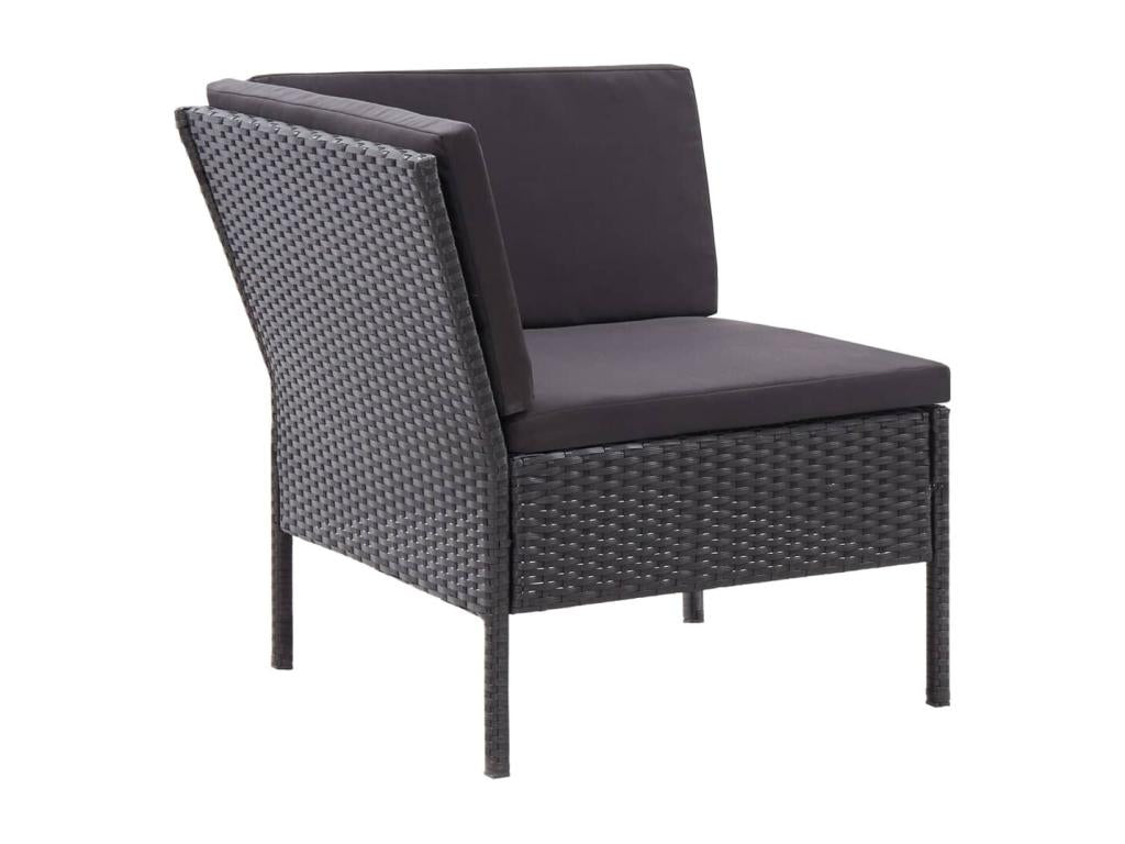 Salon de jardin 3 pcs avec coussins Résine tressée Noir BZSI50295
