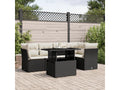 Salon de jardin 6 pièces avec coussins noir résine tressée ELZL46744
