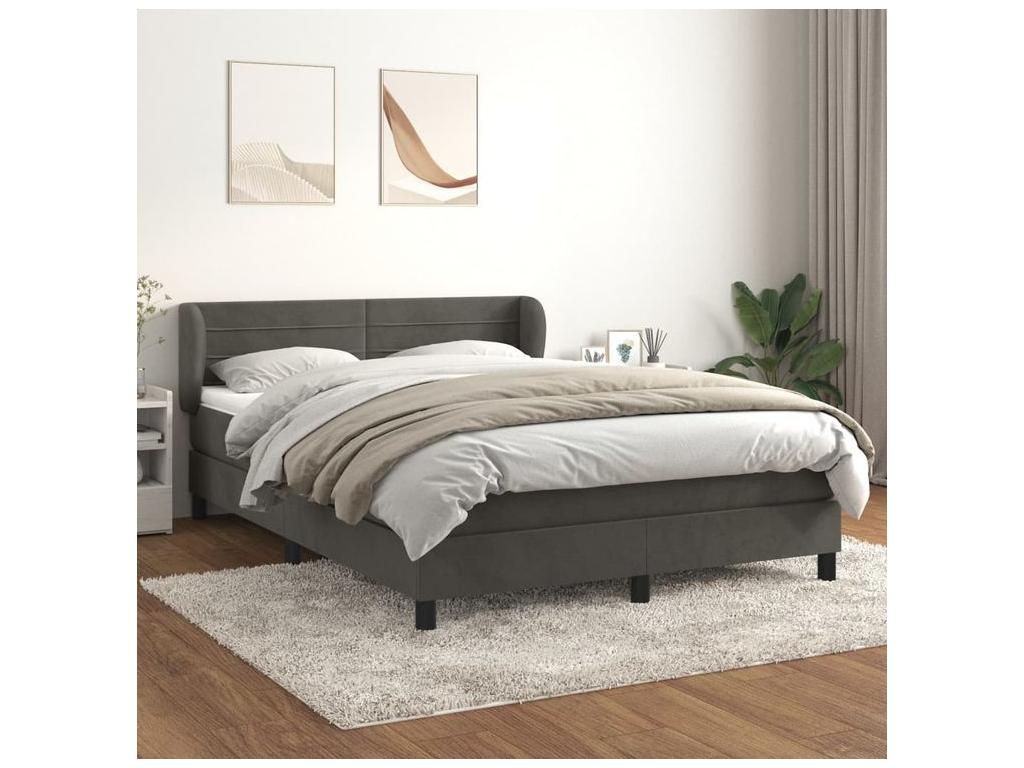 Sommier à Lysvia de lit et matelas Gris foncé 160x200 Velours BFIN40073