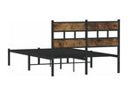 Cadre de lit en métal sans matelas chêne fumé 120x200 cm MMFX75226