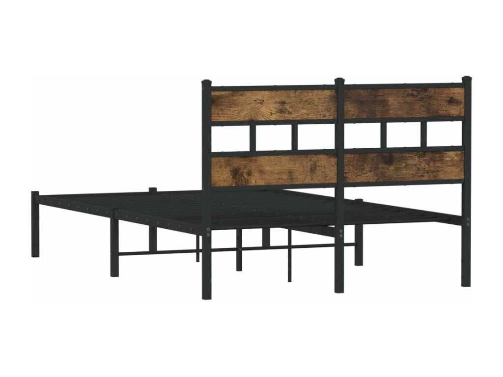 Cadre de lit en métal sans matelas chêne fumé 120x200 cm MMFX75226