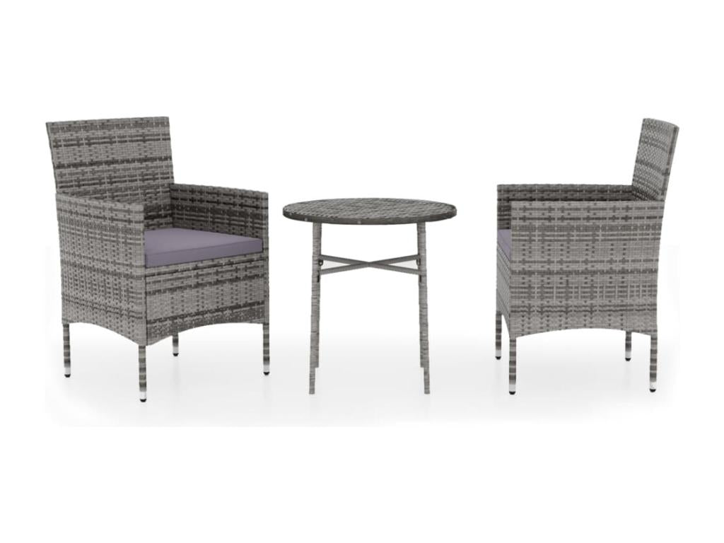 Ensemble de salle à manger de jardin 3 pièces Résine tressée Gris VYNY59134