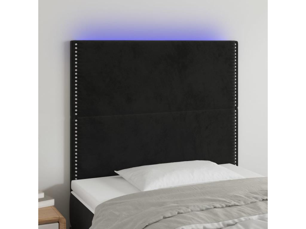 Tête de lit à LED Noir 100x5x118/128 cm Velours OUBC49708