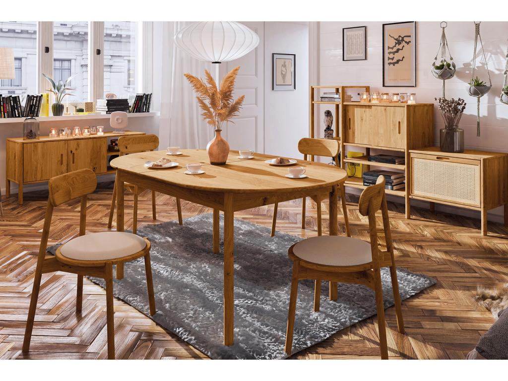 Dormeva - Table ovale à rallonges en chêne sauvage huilé naturel 90x160 SGKT15360