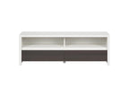 Meuble TV 2 tiroirs 2 niches 143 cm Lysvia Blanc et Bois Wengé XNEK61748