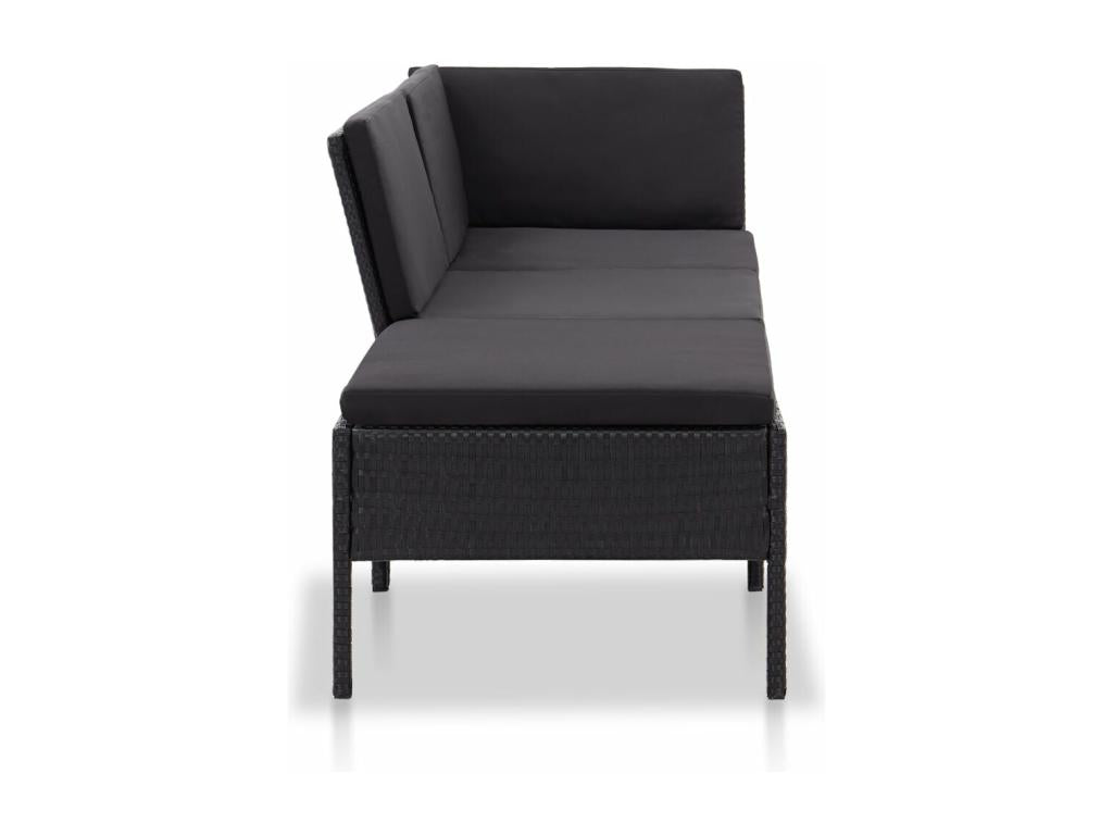 Salon de jardin 3 pcs avec coussins Résine tressée Noir BZSI50295