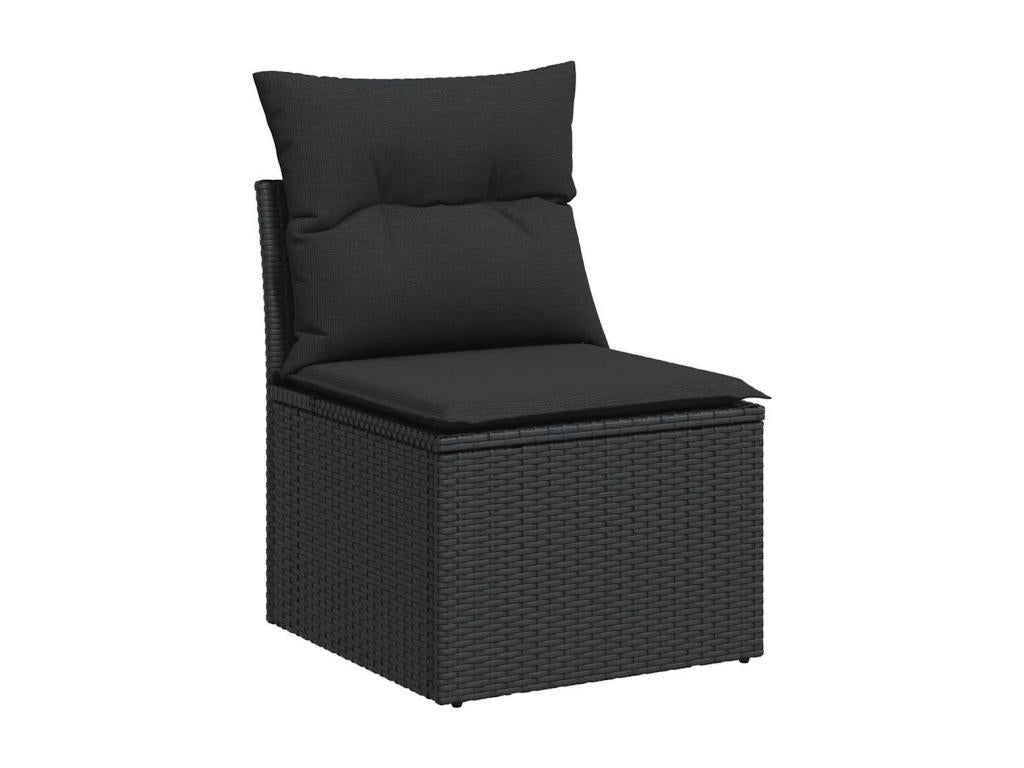 Salon de jardin 8 pcs avec coussins noir résine tressée AKYX63540