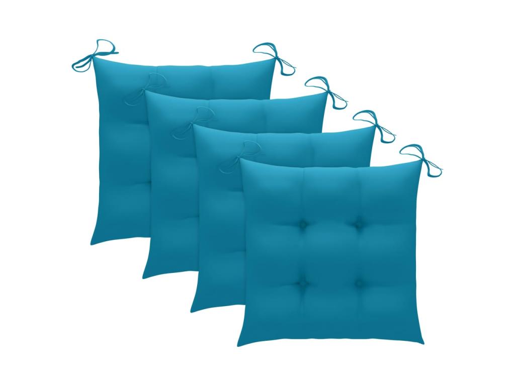 Chaises de jardin avec coussins bleu clair 4 pcs Teck massif EAKJ50451