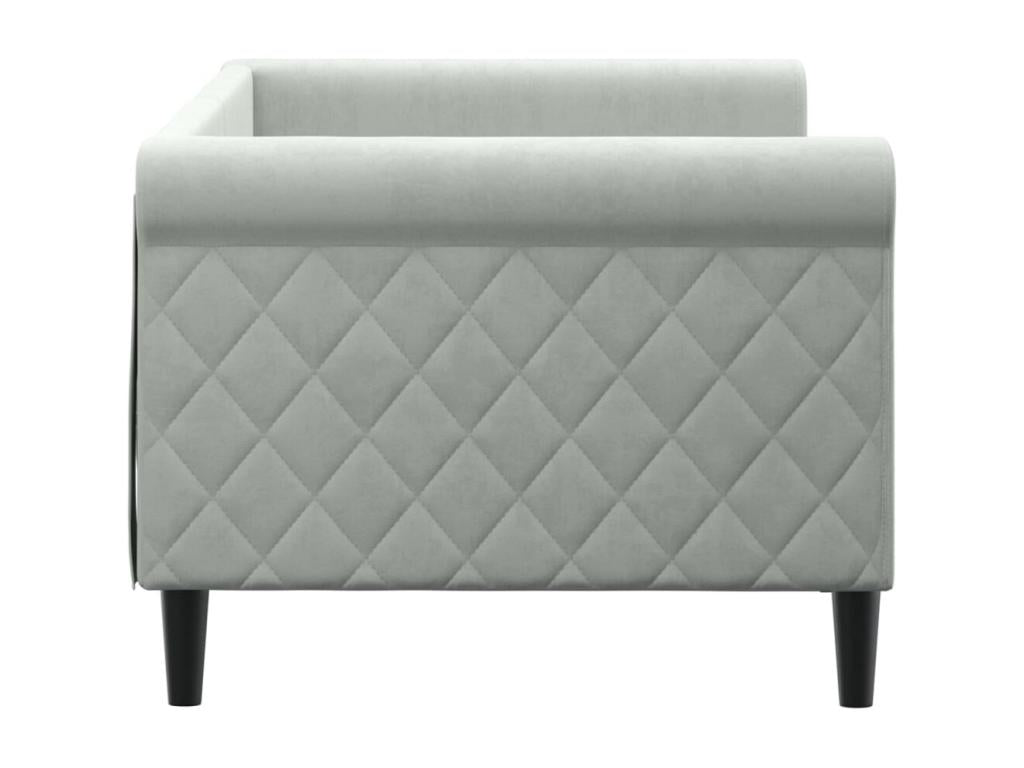 Lit de jour gris clair 80x200 cm velours AVJR76080