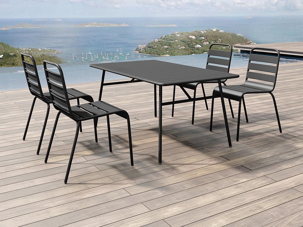 Table de jardin L.160 cm en métal - Noir - Elariva DDYI21737
