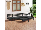 Salon de jardin 6 pcs Bois de pin massif Noir BQZJ89182