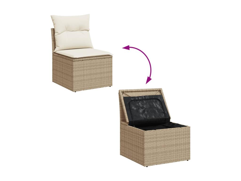 Salon de jardin avec coussins 7 pcs beige résine tressée PVXM68486