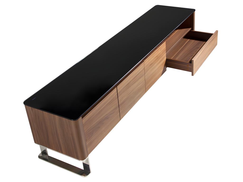 Meuble TV en bois et verre noir 3047 Lysvia QTZW04755