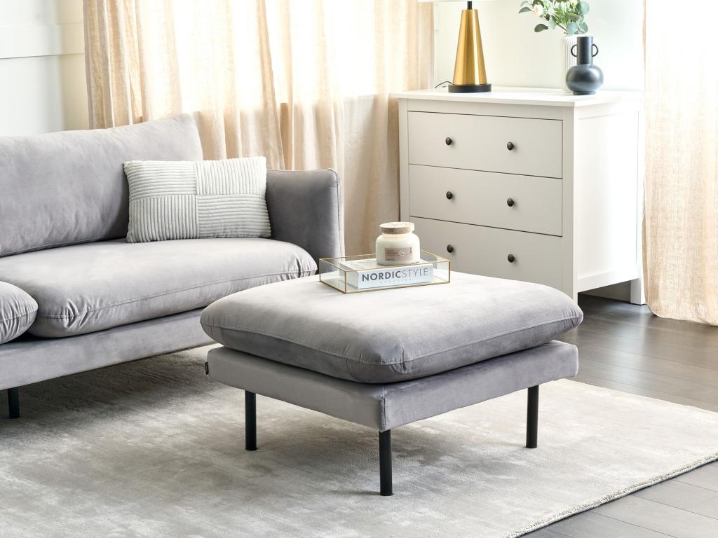 Ottoman Lysvia Velours Gris YZZE35543