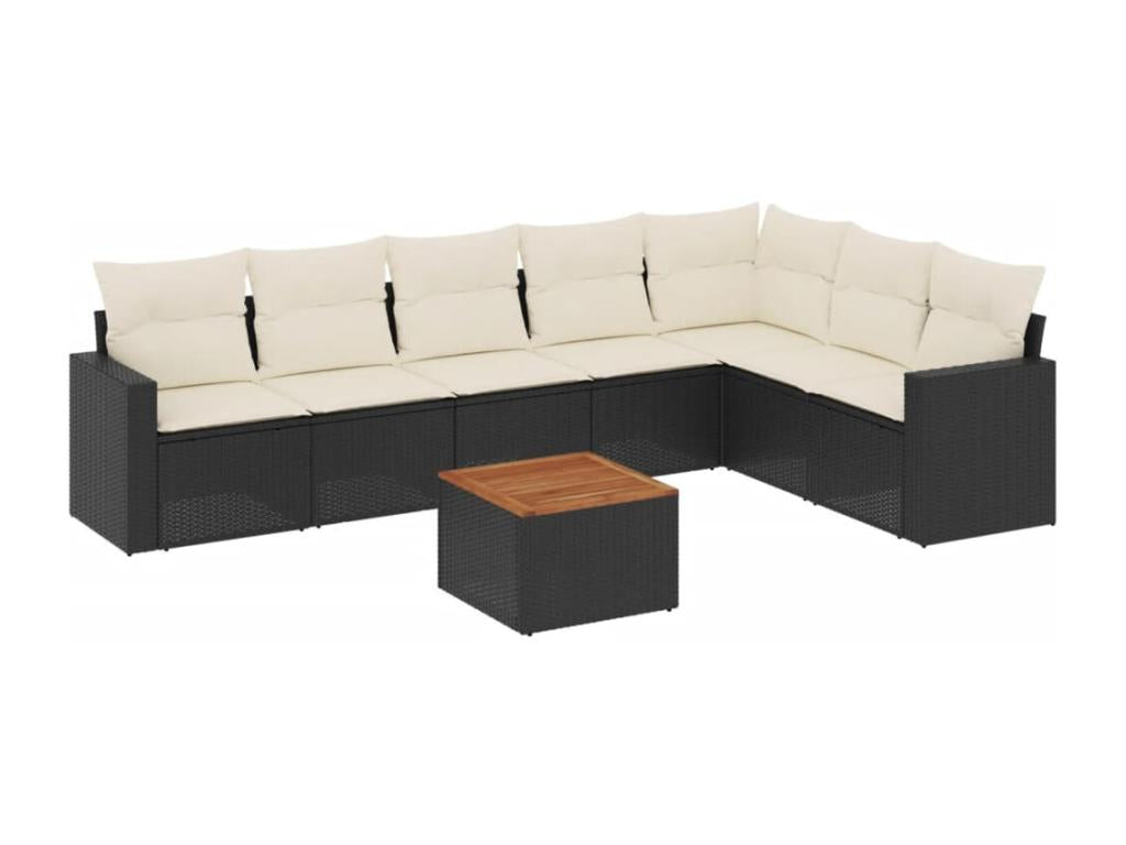 Salon de jardin 8 pièces avec coussins noir résine tressée IQTP12906