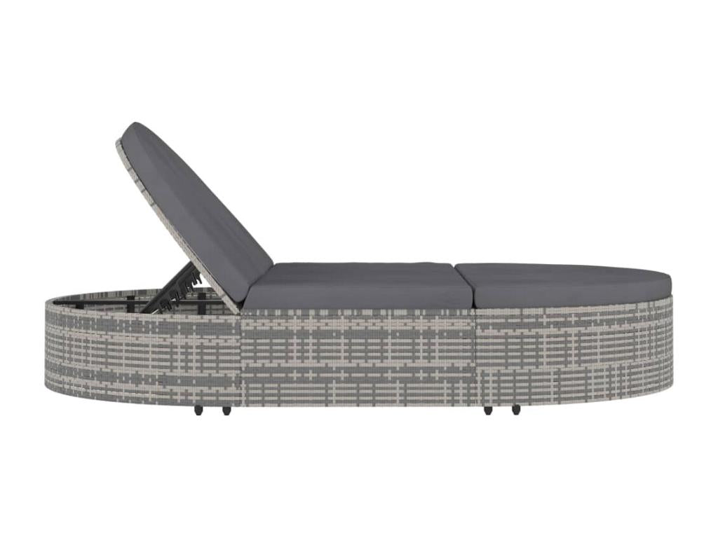 Chaise longue à 2 places avec coussins Résine tressée Gris VLRR85771