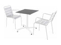 Ensemble table de terrasse ardoise et 2 fauteuils blanc XZYF04543