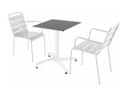 Ensemble table de terrasse ardoise et 2 fauteuils blanc XZYF04543