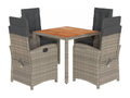 Ensemble à manger de jardin 5 pièces coussins gris résine tressée YQBI81468