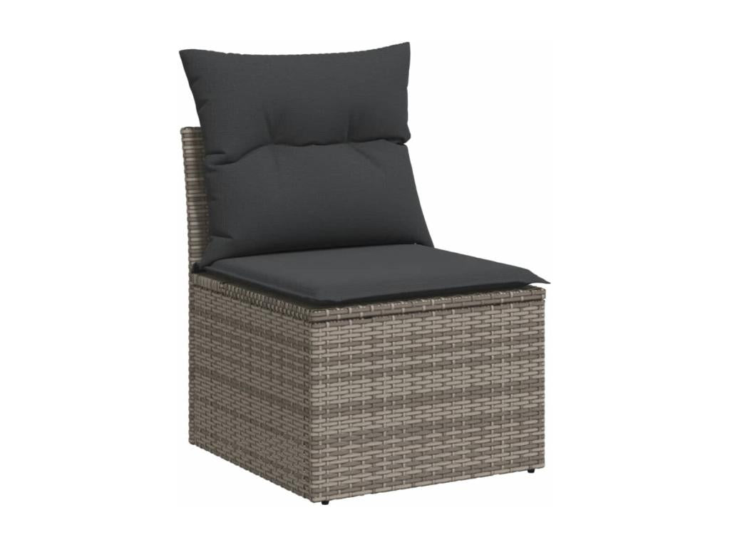 Salon de jardin 11 pcs avec coussins gris résine tressée CMJC31526