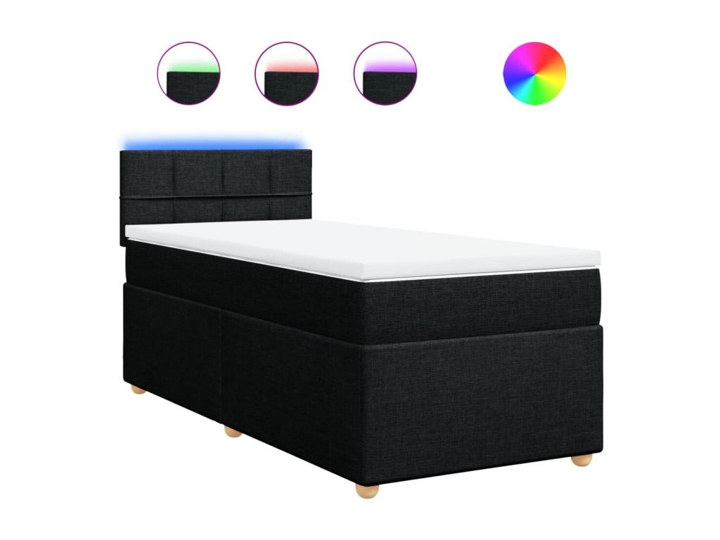 Sommier à Dormeva de lit et matelas Noir 80x200 cm Tissu JNBL30779