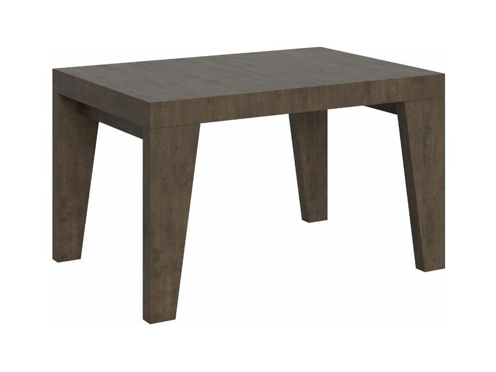 Table à manger extensible en bois Lysvia-Couleur Marron-Support 4 pieds-2 rallonges fines-Largeur extensible 140 à 244cm JTZB72936