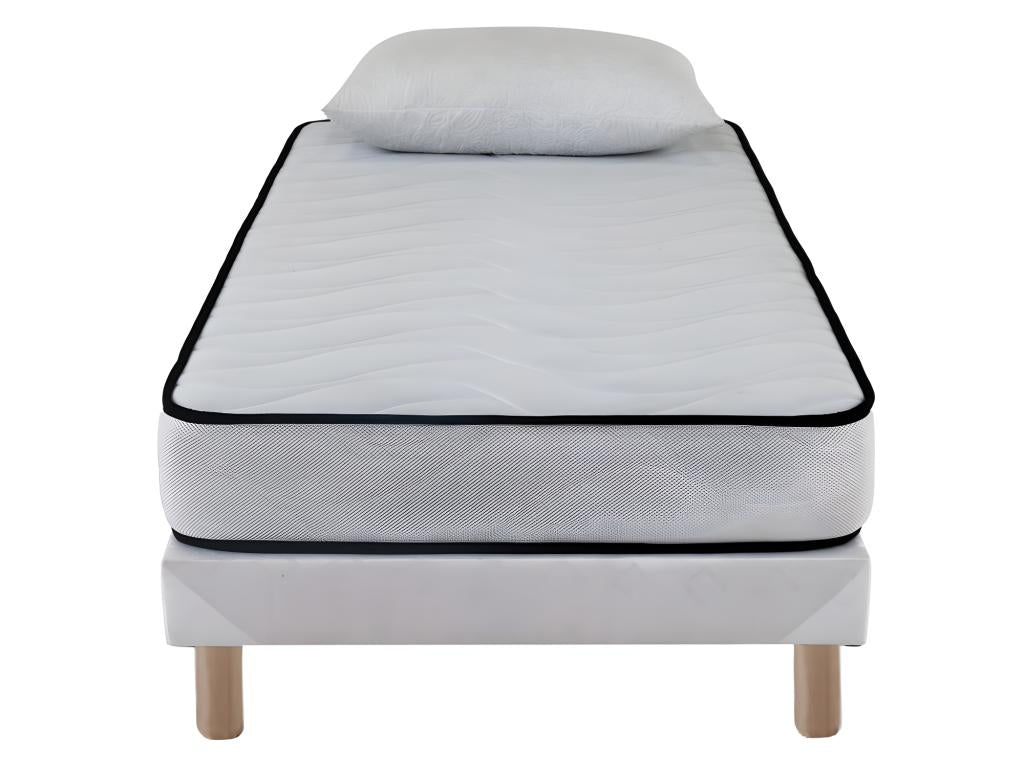 Ensemble Matelas mousse Confort 90x190cm - mousse - 1 Oreiller 60x60 et Sommier blanc JXRF82223